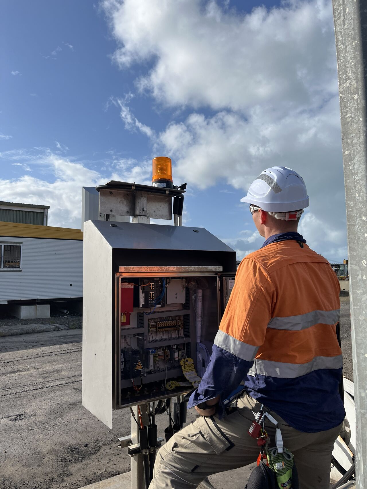 Electrical engineer working on site